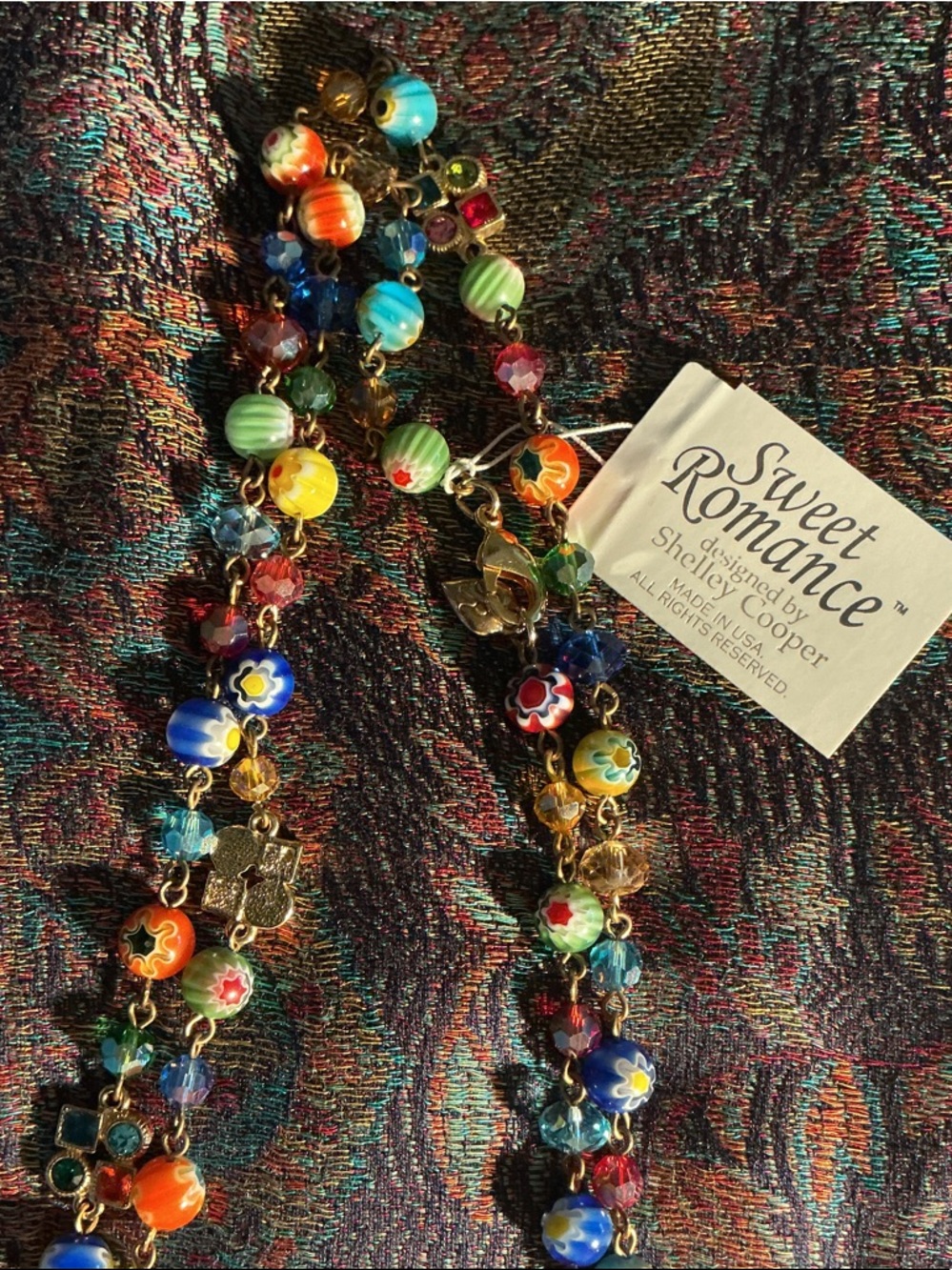 Sweet Romance Multicolor Floral Millefiori Bead Necklace